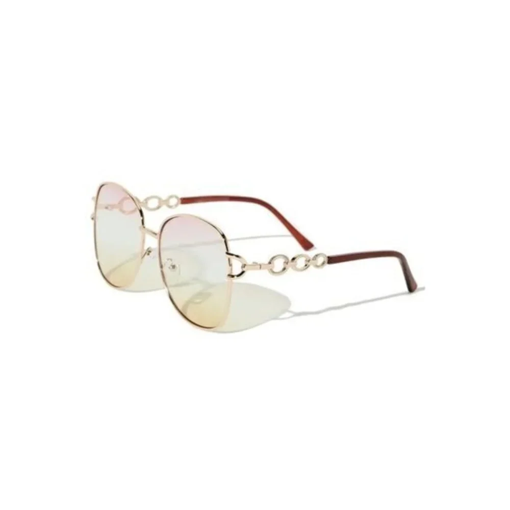 Desert Daze Round Frame Metal Frame Gradient Lens Temple Design‎ Sunglasses Pink